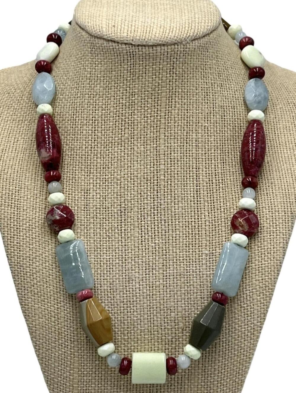 Jay King 925 Jasper, Aquamarine, Magnasite & Zoisite Strand